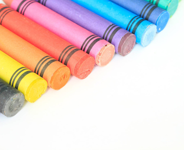 crayon drawing border multicolored background - Photo, Image