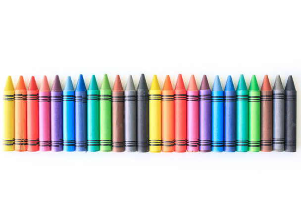 crayon drawing border multicolored background - Photo, Image