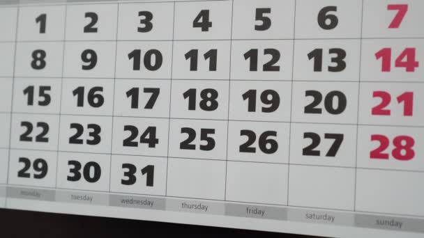 Kalendář sady Office, nápis setkání na štítku. - Záběry, video