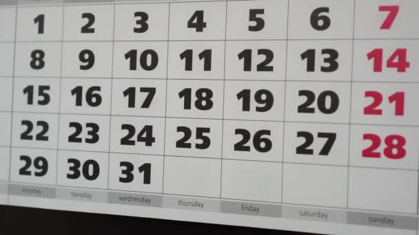 Office calendar, sticker with the inscription lunch. - Footage, Video