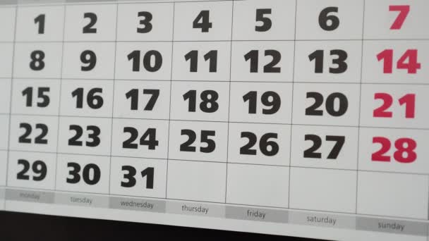 Calendario de oficina, pegatina con las vacaciones de inscripción
. - Metraje, vídeo