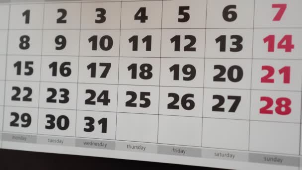 Office calendar, sticker with the inscription Birthday. - Footage, Video