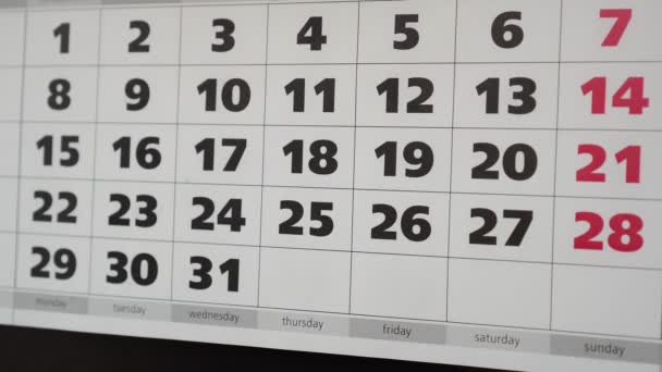 Office calendar, sticker with the inscription trade. - Footage, Video