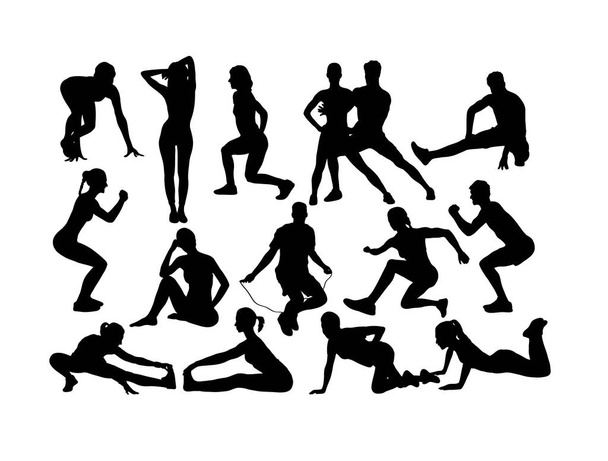 Fitness and Gym Sport Silhouettes, art vector design  - Vector, Image