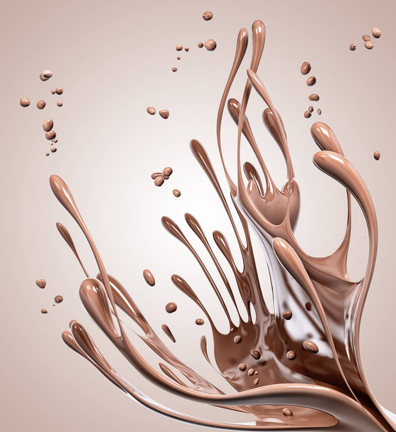 Splashing chocolate blob fundo abstrato, renderização 3d isolado
 - Foto, Imagem
