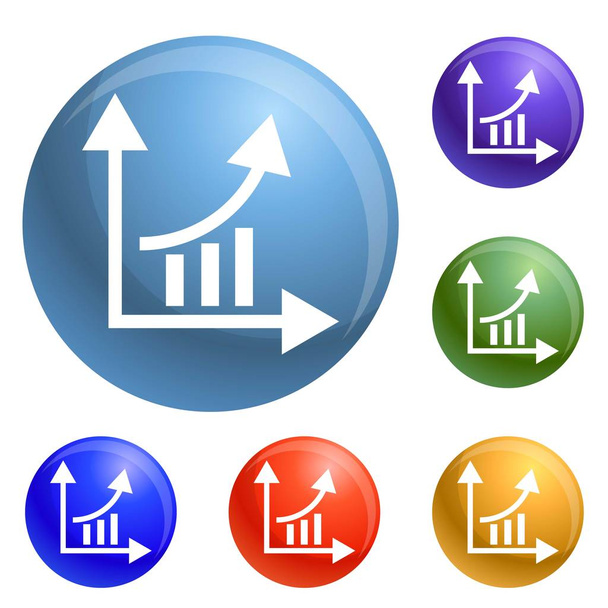 Finance graph chart icons set vector - Vector, Image
