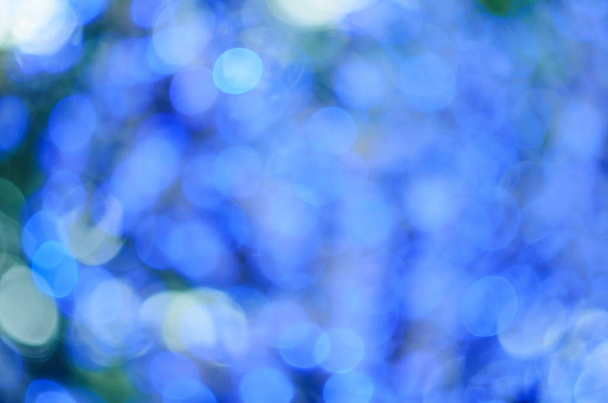 Blue bokeh lights, defocused, holiday and festive background - Photo, Image