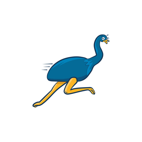 Azul corriendo emu vector de dibujos animados. Alegre pájaro emu corriendo sobre fondo blanco
. - Vector, imagen