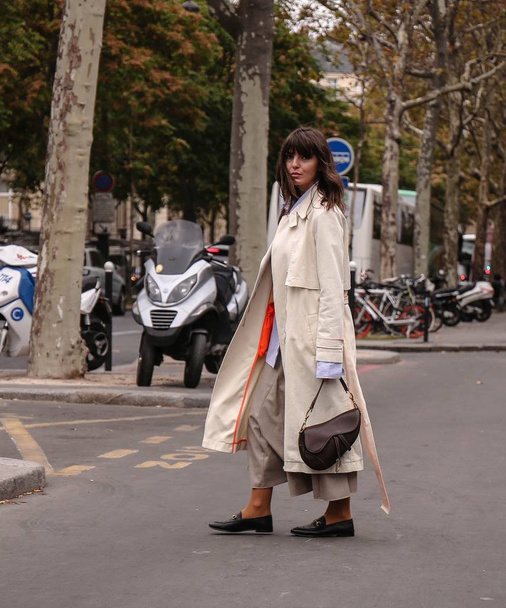 PARIS, France- October 2 2018: Kristi Gogsadze on the street during the Paris Fashion Week. - Photo, Image