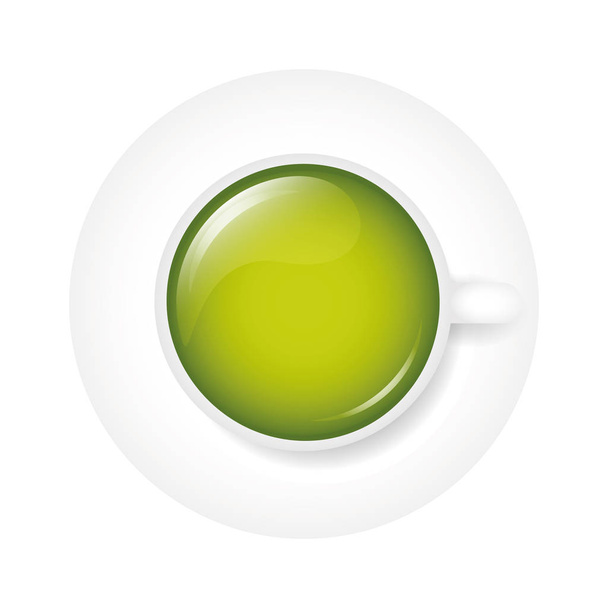 egészséges zöld tea, fehér csészében - Vektor, kép