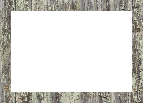 leere weiße Datei eingerahmt mit Textur aus grauen Holzplanken - Foto, Bild