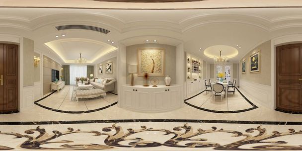 360 Degrees Home Interior View  3D Render. - Photo, Image