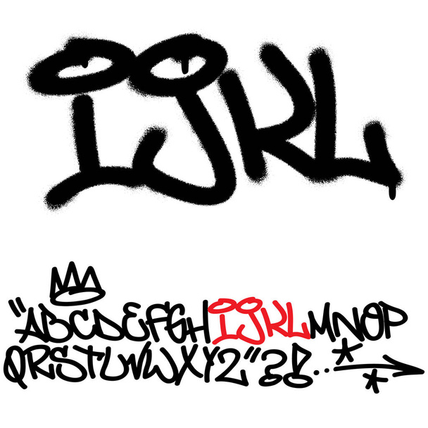 Pulverizar graffiti tagging fonte. Letras "I", "J", "K", "L". Parte 3
 - Vetor, Imagem
