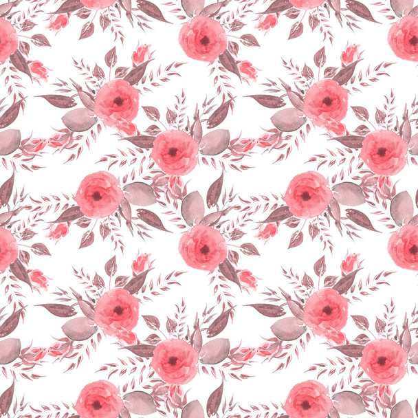 Watercolor seamless pattern. Vintage Pink roses. - Fotó, kép