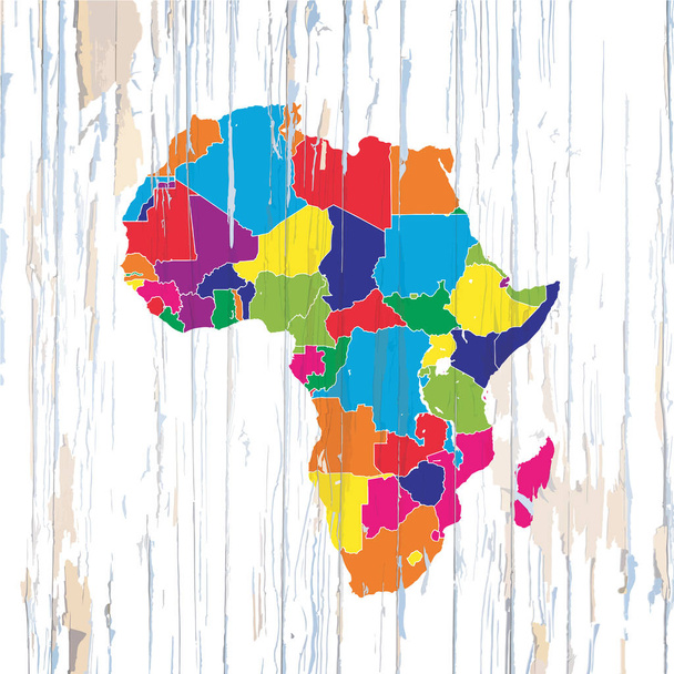 Mapa colorido de los países africanos. Plantilla de ilustración vectorial para arte mural y marketing en formato cuadrado
. - Vector, Imagen