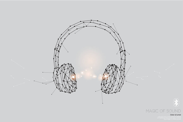 The particles, geometric art, line and dot of Headphone - Vector, Image