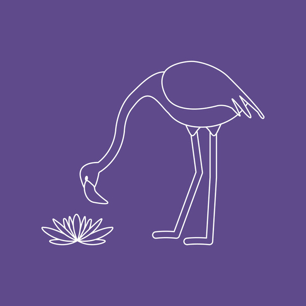 Vectorillustratie met flamingo vogel en waterlelies bloemen. Ontwerp voor poster of afdrukken. - Vector, afbeelding