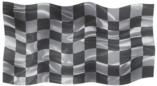 Un drapeau de soie à damier noir et blanc flottant dans la brise
 - Photo, image