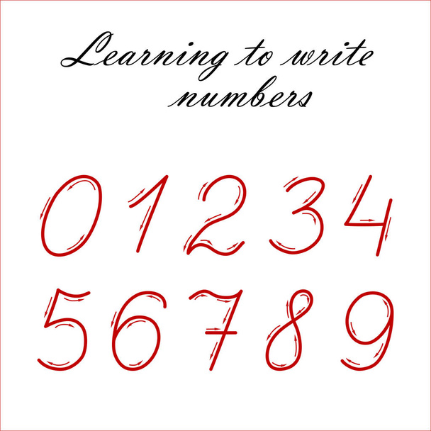 Learning to write numbers vector illustration. Elementary school concept - Vector, Image