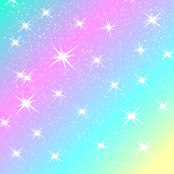 Φόντο ουράνιο τόξο μονόκερος. Ολογραφική ουρανό σε παστέλ χρώμα. Φωτεινό γοργόνα μοτίβο σε πριγκίπισσα χρώματα. Εικονογράφηση διάνυσμα. Φαντασία διαβάθμισης πολύχρωμο σκηνικό με πλέγμα ουράνιο τόξο. - Διάνυσμα, εικόνα
