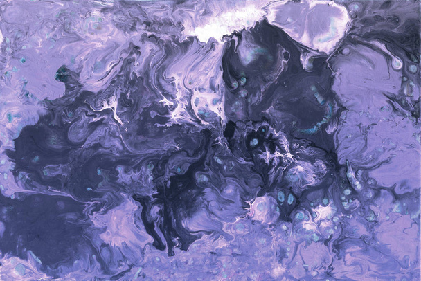 Abstract purple paint background. Acrylic pour texture with marble pattern - Photo, Image