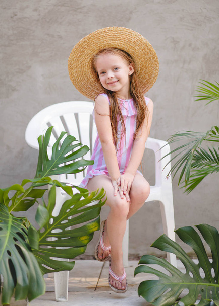 portrait of little girl outdoors in summer - 写真・画像