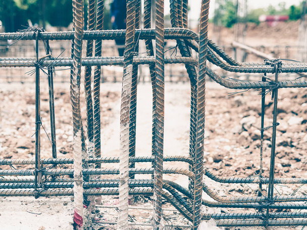 WRONG installation of reinforced beam steel bar in-situ construction site - Fotografie, Obrázek