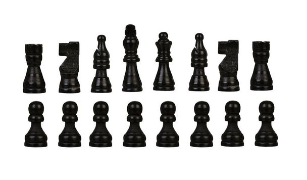 Černá Šachové figury izolovaných na bílém pozadí - Fotografie, Obrázek