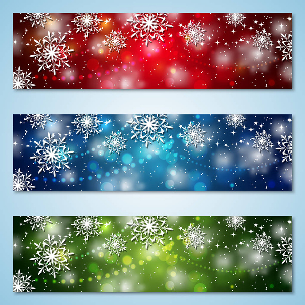 Christmas and New Year horizontal colorful vector banners collection - Vettoriali, immagini