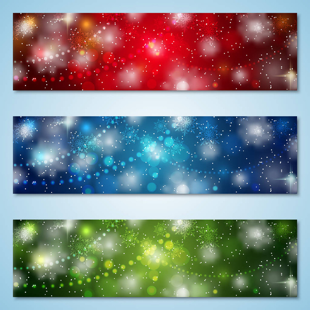 Christmas and New Year horizontal colorful vector banners collection - Vektori, kuva