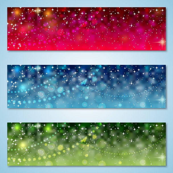 Christmas and New Year horizontal colorful vector banners collection - Vektör, Görsel