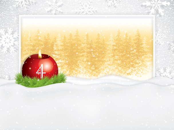 Quarta domenica nel concetto di avvento. Bellissimo design natalizio con candela rossa su sfondo nevoso, illustrazione vettoriale
 - Vettoriali, immagini