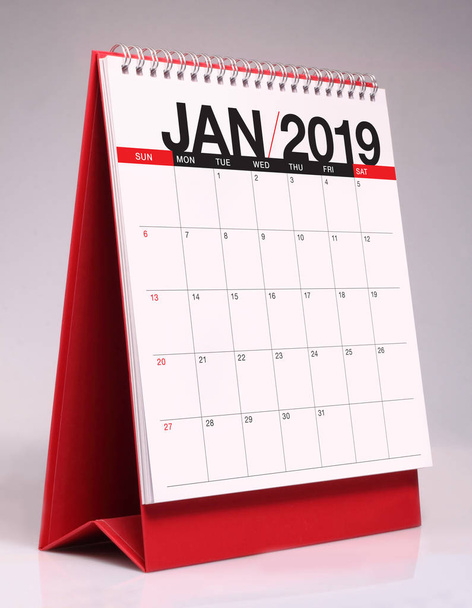 Biurko proste kalendarz dla stycznia 2019 r. - Zdjęcie, obraz