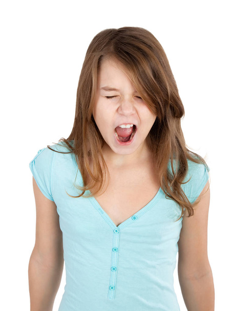 young girl screaming, isolated on white - Fotoğraf, Görsel