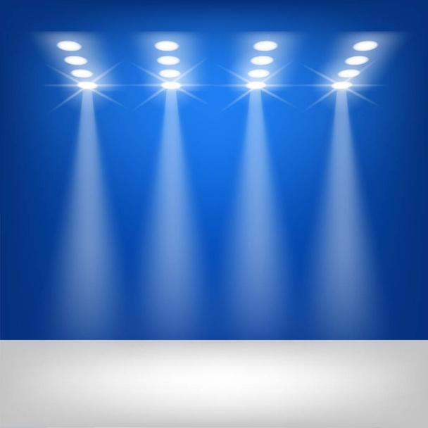 Spotlight-blauw podium vector achtergrond voor webbanners, affiches, kaarten, behang, achtergronden, etiketten, websites, stickers.  - Vector, afbeelding
