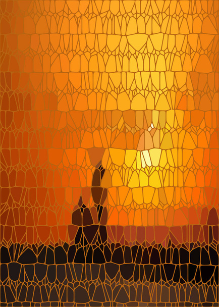 Illustrazione del tramonto in stile vetrata a colori vettoriale. Un elegante sfondo a mosaico, il tramonto sugli alberi
. - Vettoriali, immagini