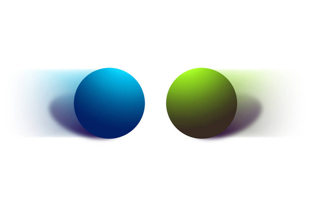 Acelerado dos bolas que se mueven en dirección opuesta aislado sobre fondo blanco
 - Foto, imagen