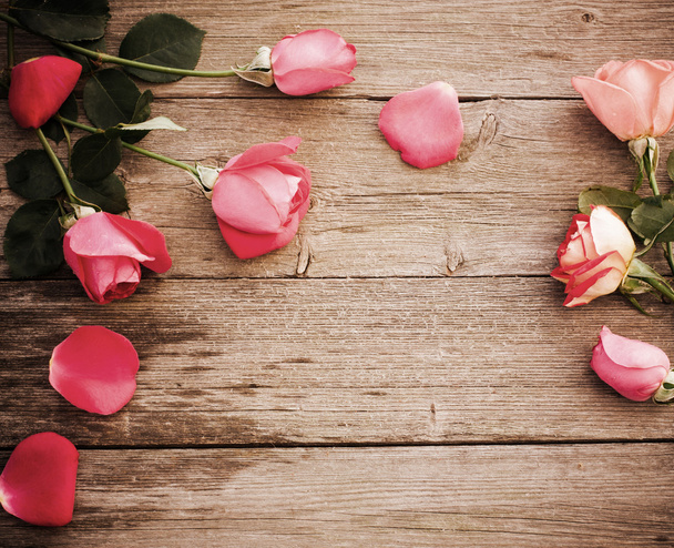 rose on wooden background - Photo, image