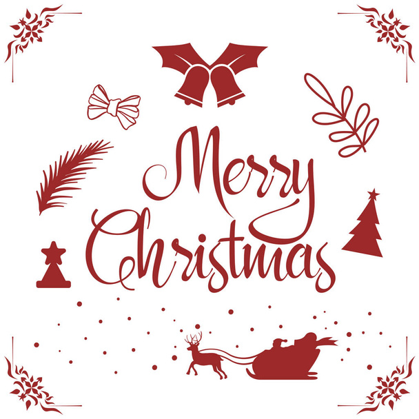 メリークリスマス。クリスマス書道。モダンな筆文字を手書きします。手描きデザイン要素です。ステッカー セットは、雪の結晶、雪だるま、サンタ クロース、キャンディー、甘いお菓子、クッキーを引用します。ベクトル。クリスマスのためのヴィンテージは、タイポグラフィ デザイン - ベクター画像