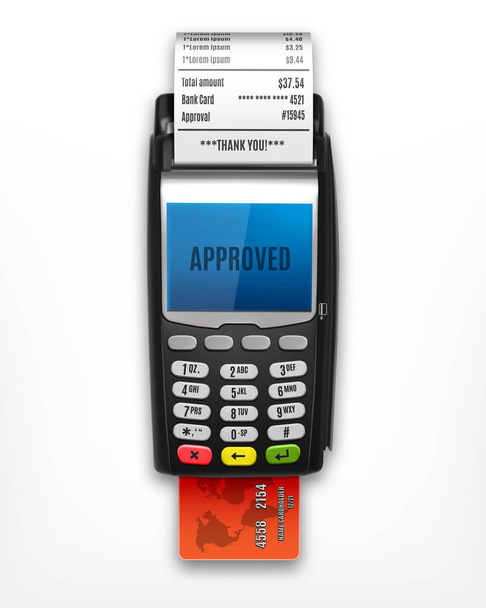 POS Terminal with credit card - Vector, Image