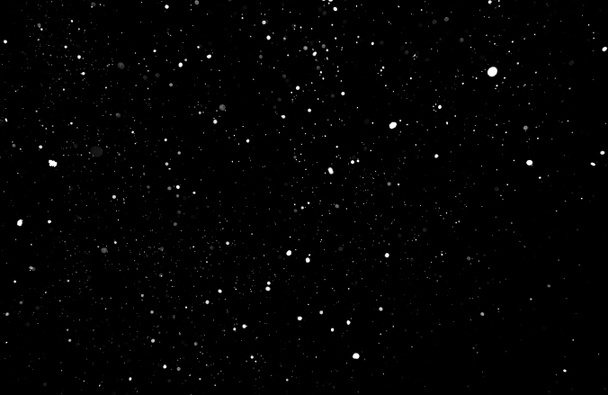 Textura tormenta de nieve. Luces Bokeh sobre fondo negro, plano de copos de nieve voladores en el aire
 - Foto, imagen