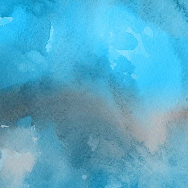 blauer abstrakter Hintergrund mit Aquarellfarbe Textur - Foto, Bild