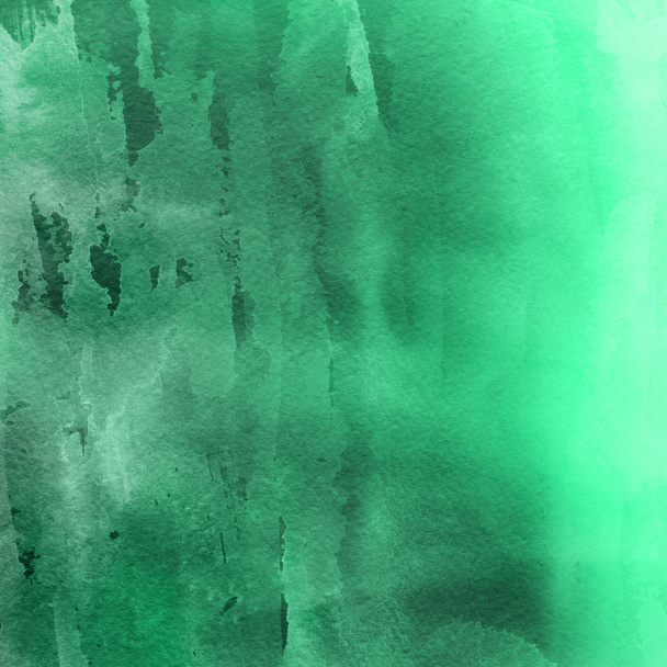 green abstract background with watercolor paint texture - Фото, изображение