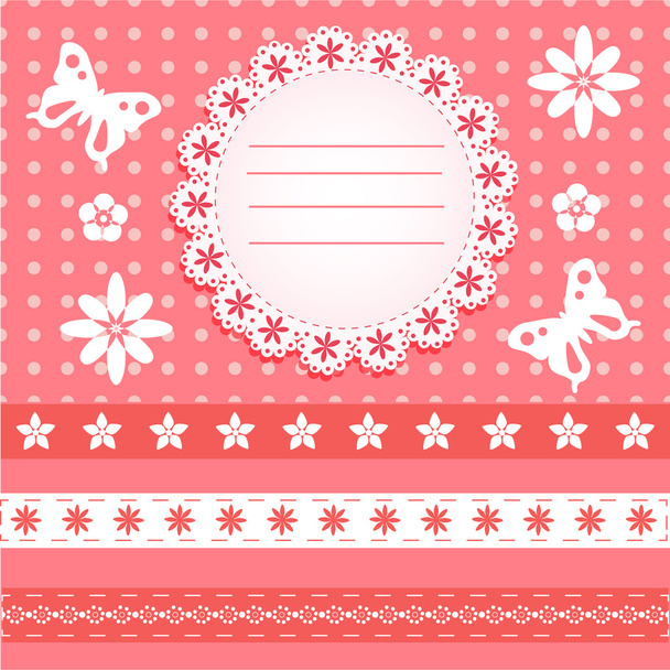 Greeting Card with butterfly and floral. Vector - Vector, Image