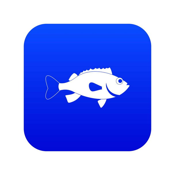 Sea bass fish icon digital blue - Вектор,изображение