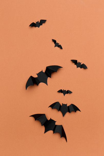 halloween and decoration concept, paper bats flying - Φωτογραφία, εικόνα