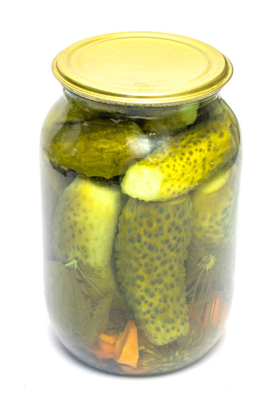 Jar, Ecetes uborka, fehér háttér - Fotó, kép
