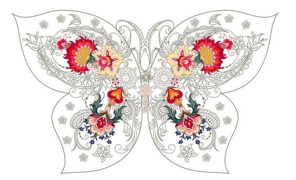 Fantasy openwork decorative butterfly - Vector, Image