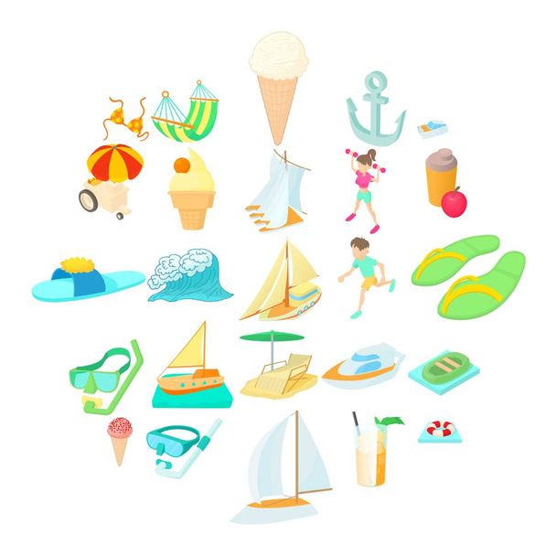 Resort icons set, cartoon style - Vector, imagen