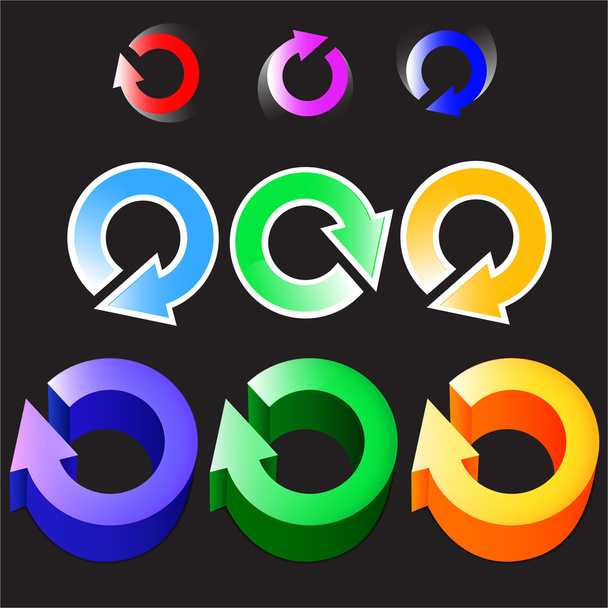 Juego de flechas circulares de colores logotipos. Vector
 - Vector, Imagen
